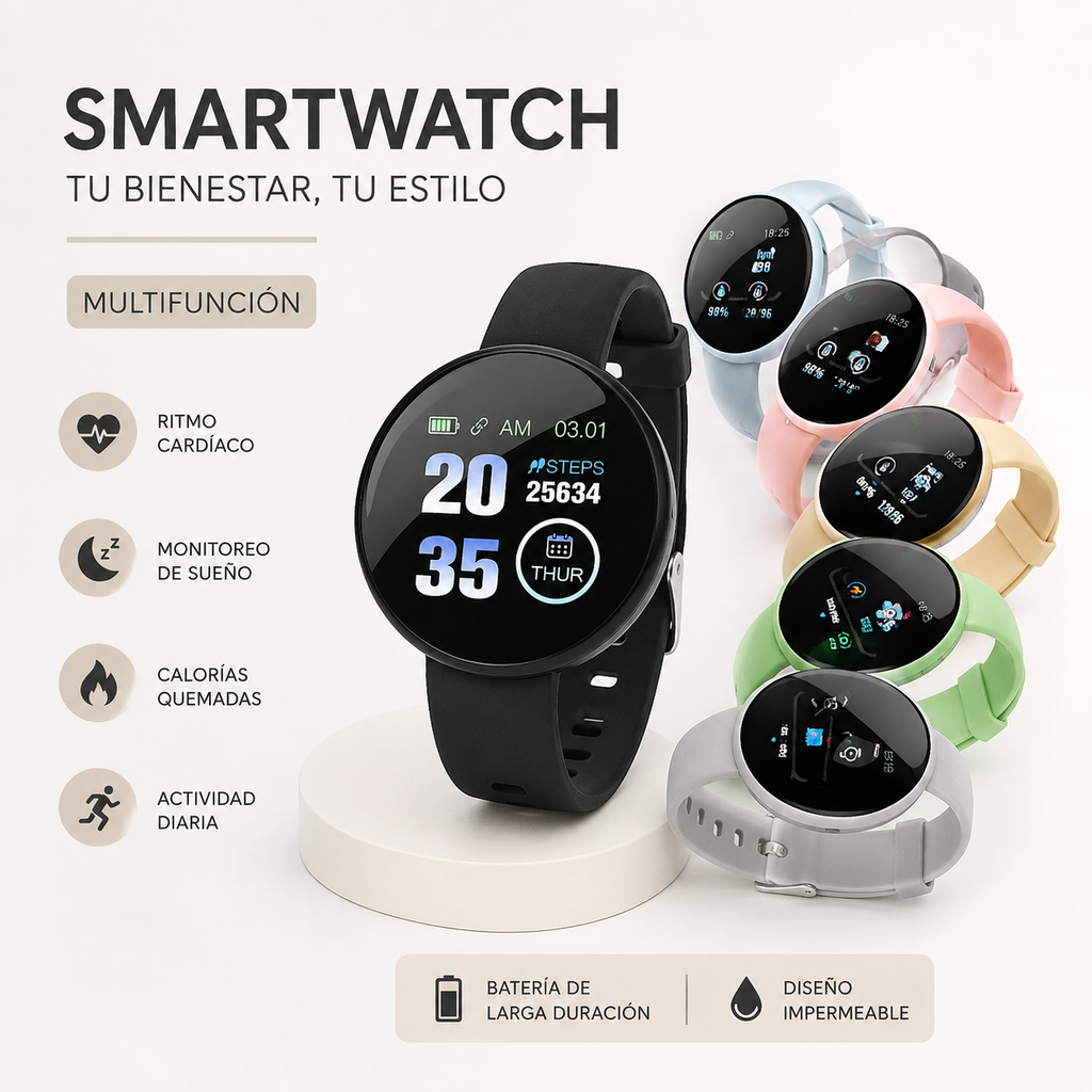 Smartwatch D18 Circular Cualquier Color